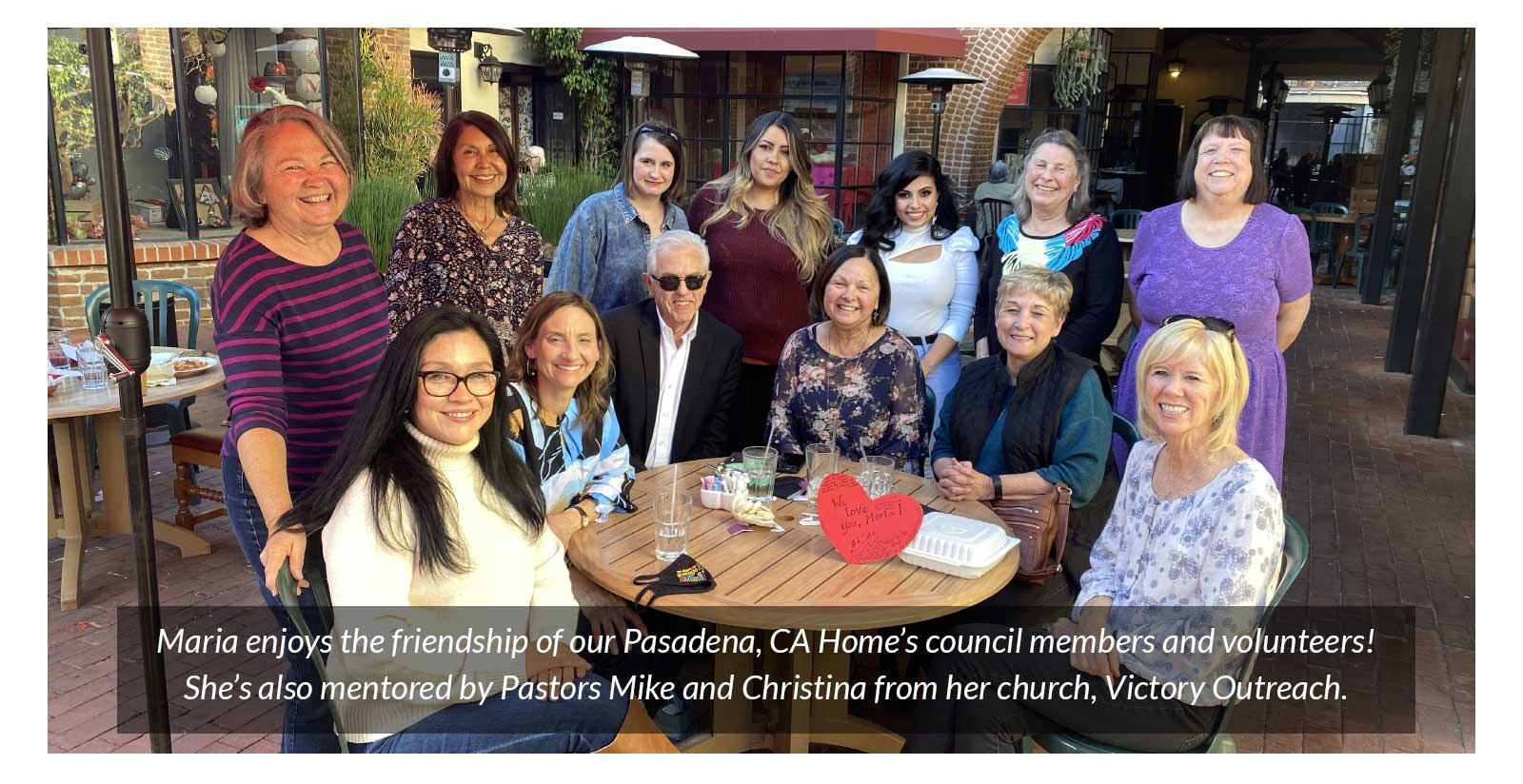 Maria enjoys the friendship of our Pasadena, CA Home's council members and volunteers!